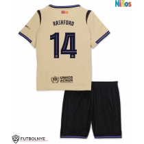 Camiseta Barcelona Marcus Rashford #14 Visitante Equipación para niños 2025-26 manga corta (+ pantalones cortos)